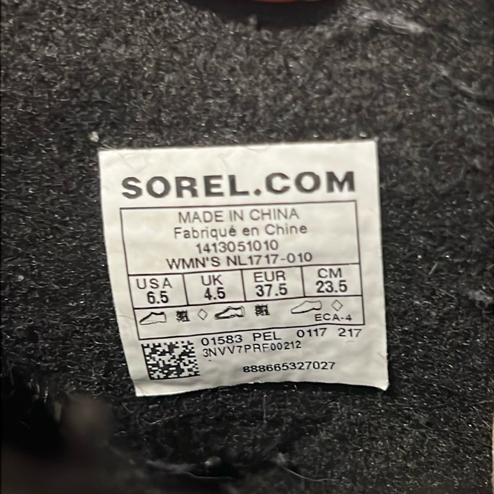 Sorel Womens Snow Boot Size 6.5 Black Canvas Waterproof NL-1717 - Picture 8 of 8